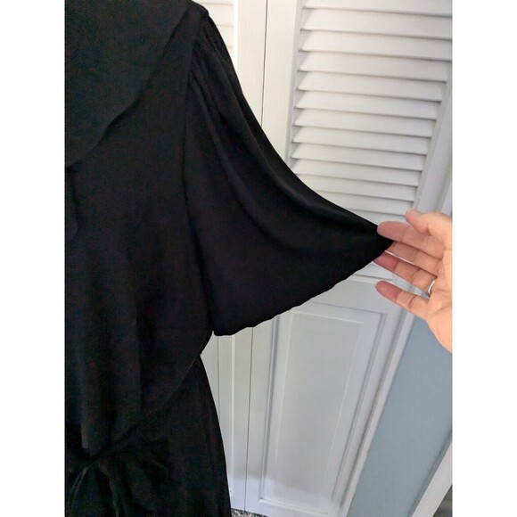 Avenue Dress Womens Sz 22/24 Black Waterfall Faux Wrap Knit Belt Classic Stretch - Picture 4 of 13